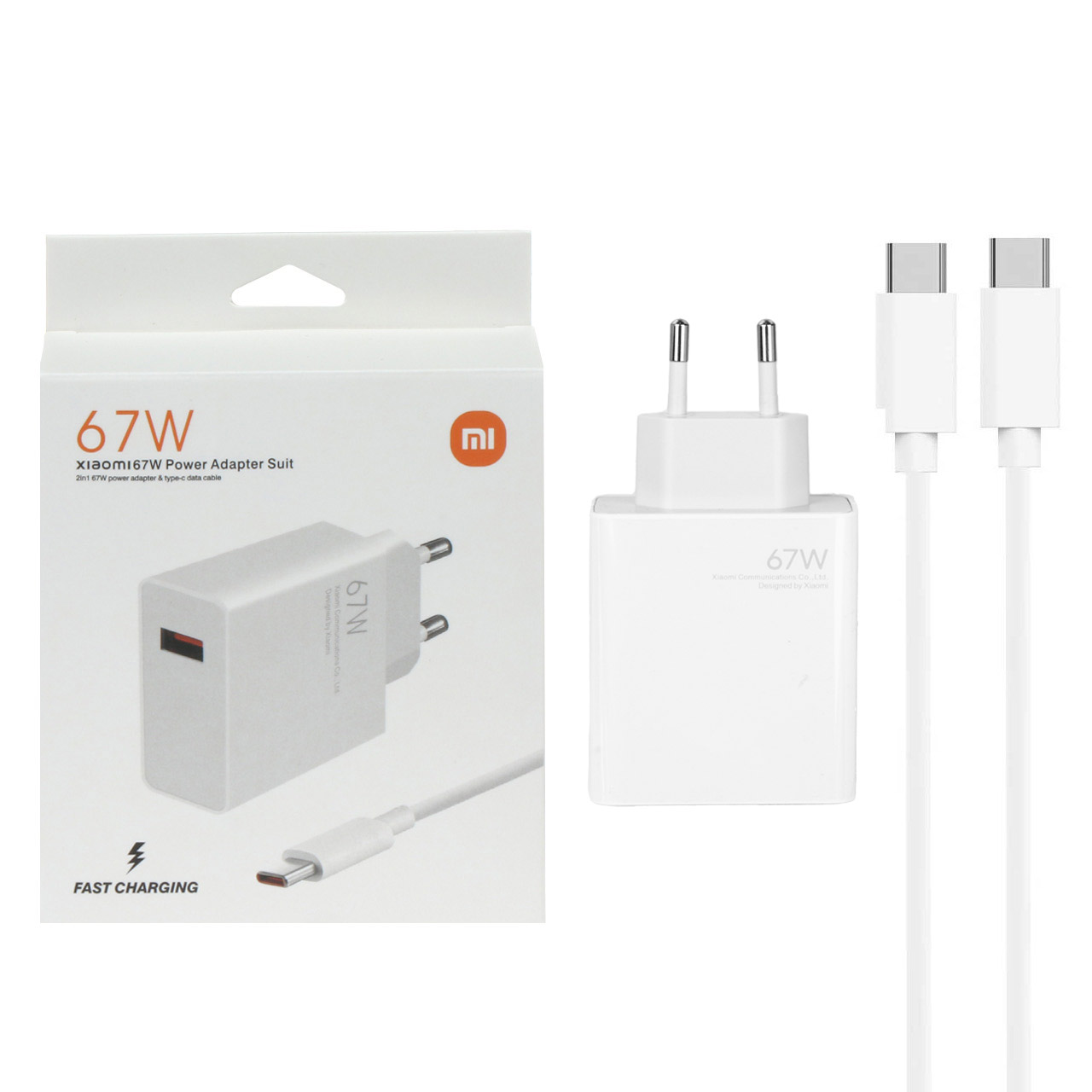 شارژر دیواری 67W فست تک پورت Xiaomi مدل MDY-12-ES به همراه کابل شارژ Type-C - سفید -  (گارانتی پارتیان پایا)