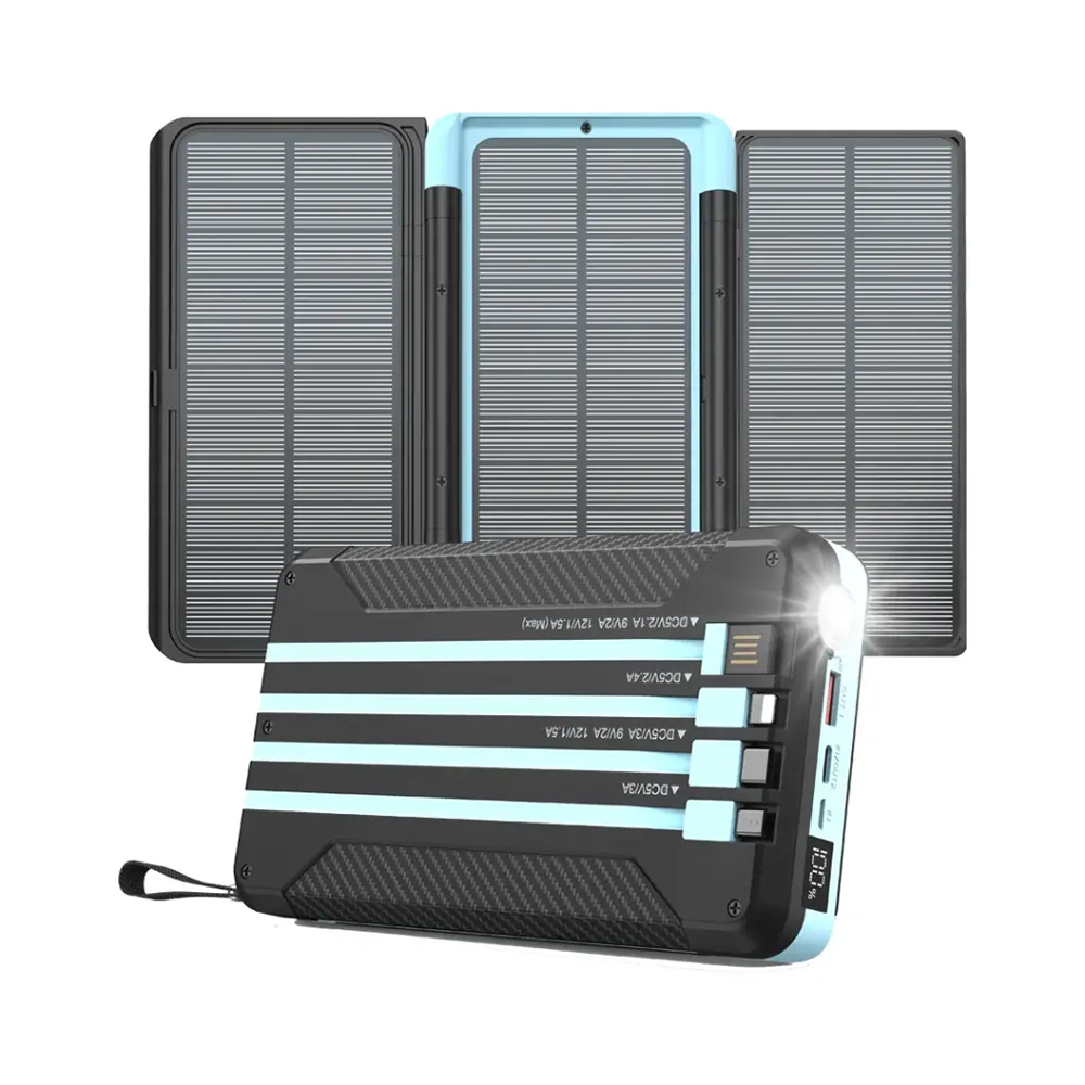 پاوربانک خورشیدی پاورولوژی مدل Powerology Multi-Cable 16000mA Solar