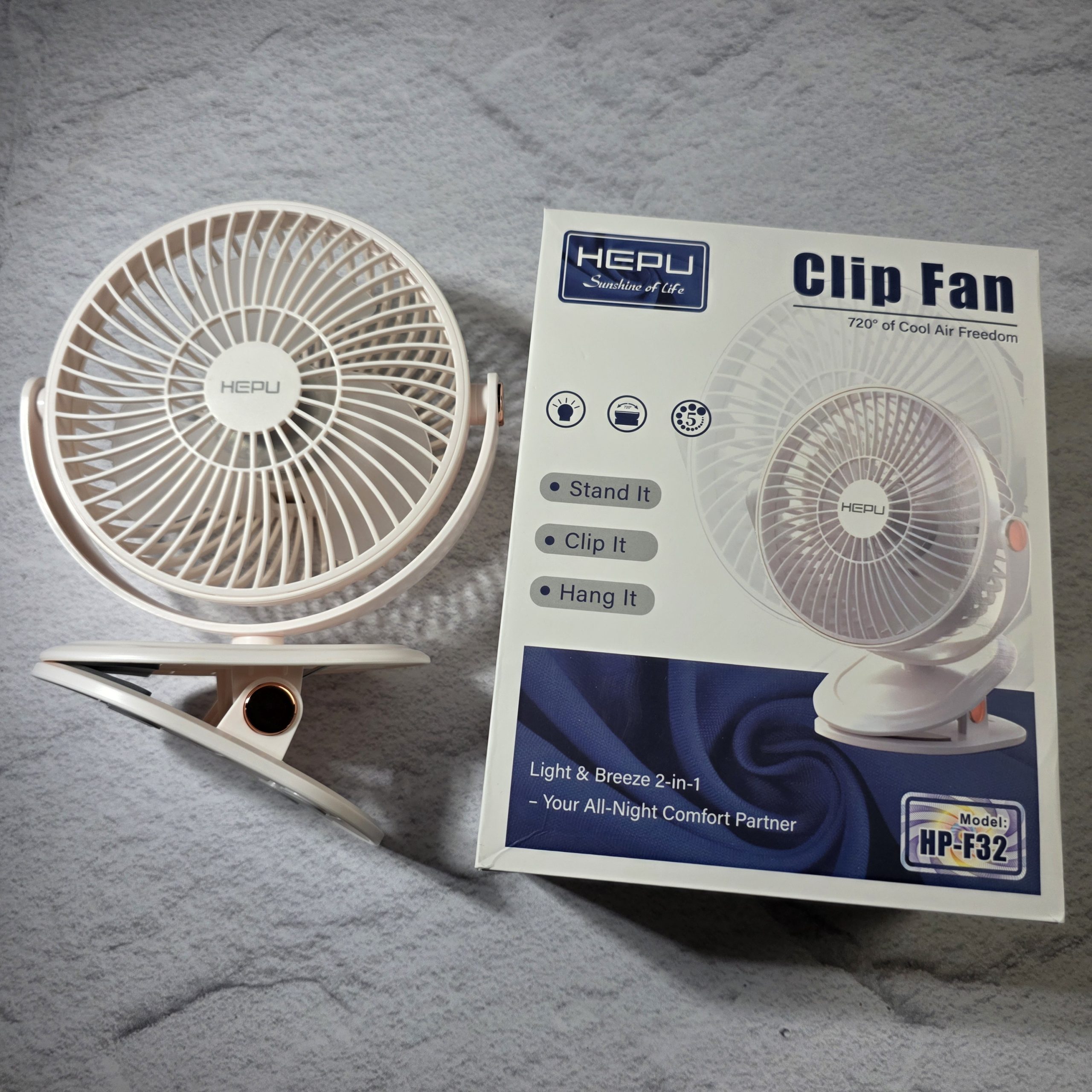 پنکه شارژی Hepu گیره دار مدل HP-f32
