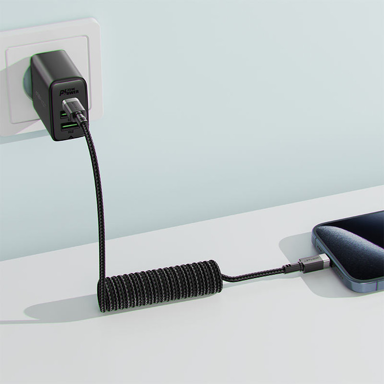 کابل Type-C به Type-C فنری ایس فست ACEFAST C14-03 طول 1.2 متر توان 60 وات