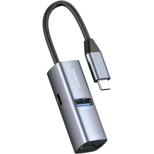 هاب پاورولوژی مدل Powerology Aluminum Mini USB-C Hub 100W PD